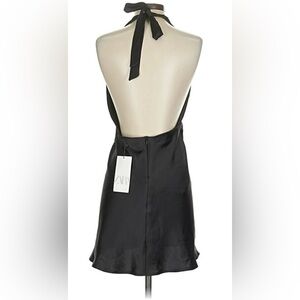 ZARA SATIN Elegant Black Halter Dress